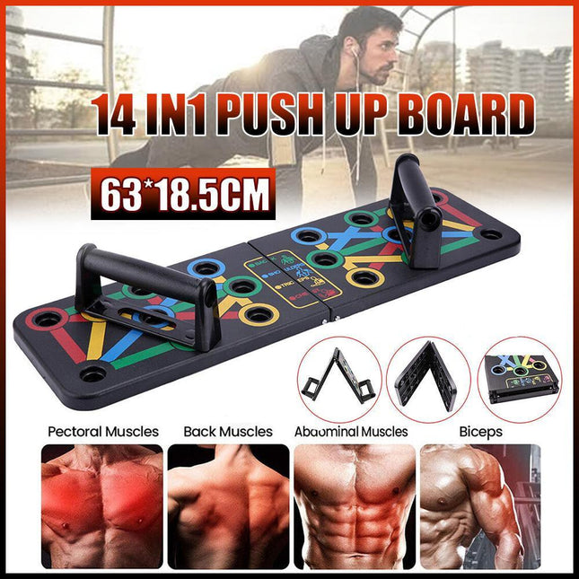 14 in1 Push Up Board Rack Bar Grip Handle Muscle Train Gym Workout Fitness Stand - Aimall