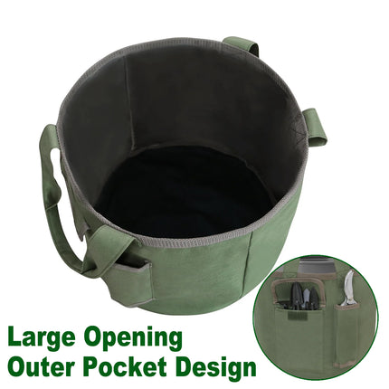 Waterproof Green Canvas Tool Storage Bag Portable Garden Bucket Organizer Use
