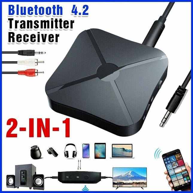 2 in 1 Bluetooth 4.2 Audio Transmitter and Receiver Adapter with RCA AUX Support