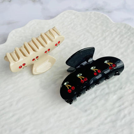 4pcs Cute Cherry Hair Clips Shark Clip Back Head Scratch Clip Hair Accessories