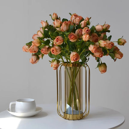 3PCS 7-Head Artificial Rose Decor Realistic Flower Table Centerpiece Decoration