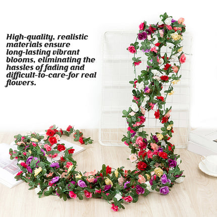 6PCS Artificial Flower Vine Wall Hanging Decoration Home Yard Durable Faux Plant