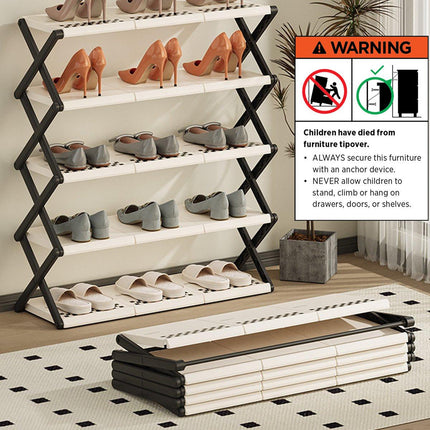 5 Tier Folding Shoe Rack Simple Shoe Storage Organizer for Home and Closet Use