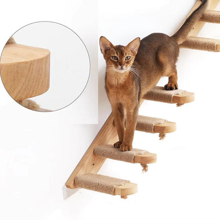 4 Step Cat Climbing Shelf Wall Mounted Perch Scratching Post Ladder Platform