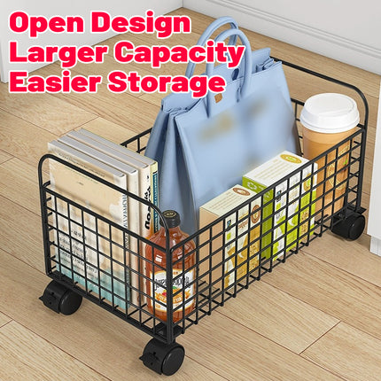 Under-Table Movable Storage Rack with Wheels for Office Home Kitchen Durable