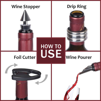Wine Bottle Opener Set 5pcs Manual Corkscrew Opener Wine Tools Kit for Bar Use