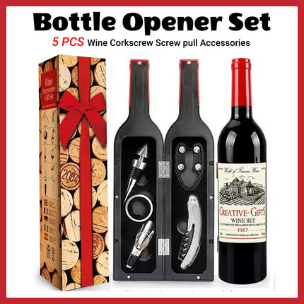 Wine Bottle Opener Set 5pcs Manual Corkscrew Opener Wine Tools Kit for Bar Use