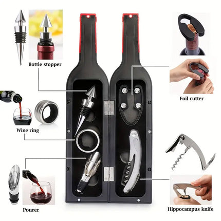 Wine Bottle Opener Set 5pcs Manual Corkscrew Opener Wine Tools Kit for Bar Use