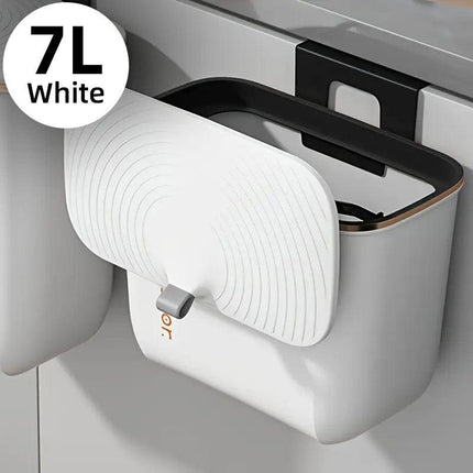 7L Wall Mounted Trash Can with Lid Large Capacity Kitchen Bathroom Waste Bin