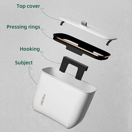 7L Wall Mounted Trash Can with Lid Large Capacity Kitchen Bathroom Waste Bin