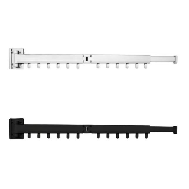 Foldable Wall Mounted Clothes Rack Space Saving Aluminum Alloy Anti Rust Sturdy
