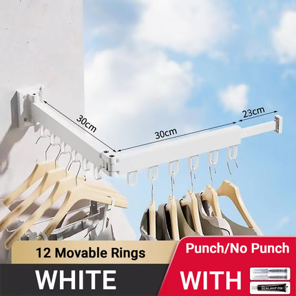 Foldable Wall Mounted Clothes Rack Space Saving Aluminum Alloy Anti Rust Sturdy