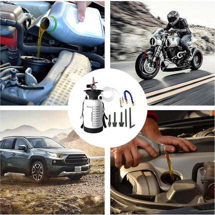 5L Pressurised Transmission Fluid Transfer Pump with Gauge and 5 ATF Adapters