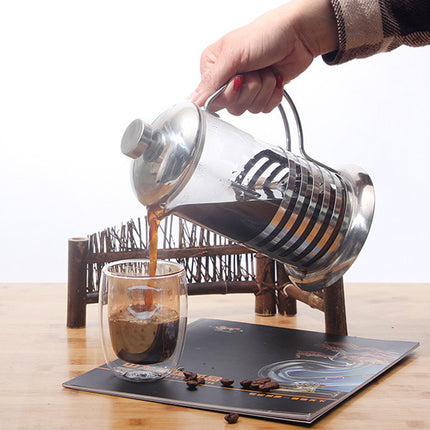 French Press Coffee Maker 350ml Heat Resistant Glass Stainless Steel Pattern