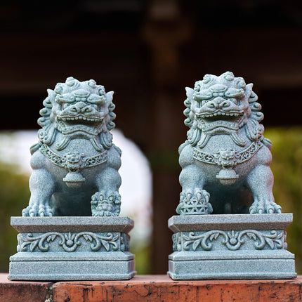 1 Pair Chinese Style Small Stone Lion Decoration Home Desktop Decor Art Craft