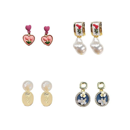 Elegant Simple Flower Earrings Various Styles Earrings Fresh For Women Lady - Aimall