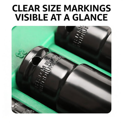10 Piece Impact Socket Set Half Inch Drive 8 to 24mm CR V Steel Deep Sockets