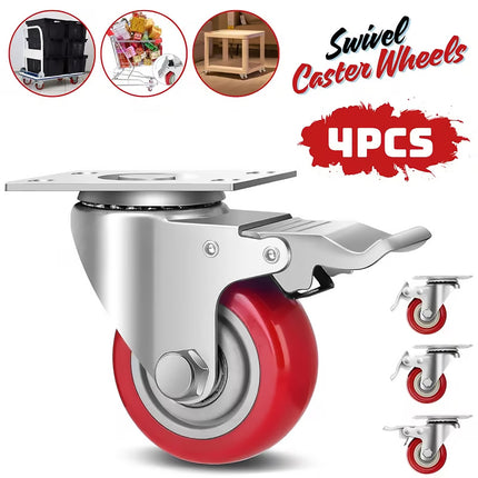 Set of 4 Heavy Duty 5 Inch Swivel Caster Wheels with Locking Brake 600kg Load