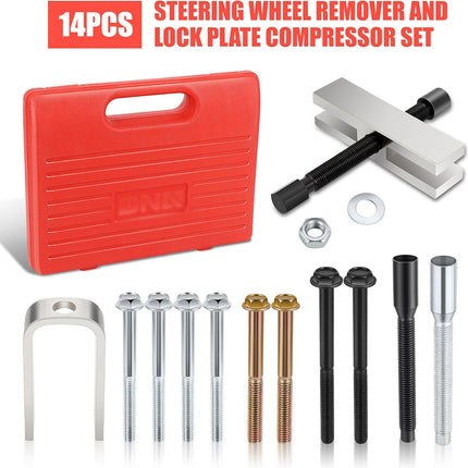 Steering Wheel Puller Lock Plate Compressor Tool Set 14pcs Car Removal Kit