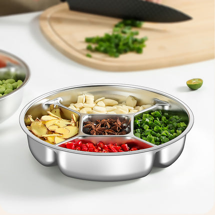 Stainless Steel 5 Compartment Divided Plates Set of 4 Snack Prep Tray
