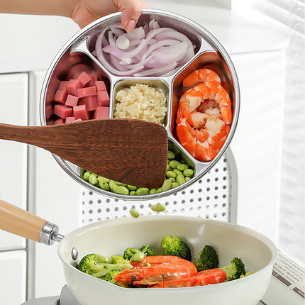 Stainless Steel 5 Compartment Divided Plates Set of 4 Snack Prep Tray