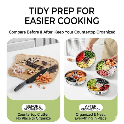 Stainless Steel 5 Compartment Divided Plates Set of 4 Snack Prep Tray
