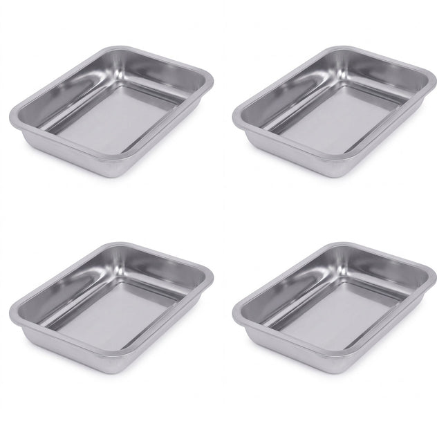 304 Stainless Steel Rectangular Trays 36cm 4 Pack