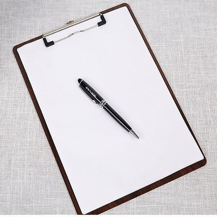 A4 Wooden Clipboard Set of 8 Walnut Grain Stainless Steel Clip Menu Board