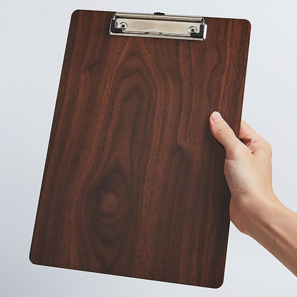 A4 Wooden Clipboard Set of 8 Walnut Grain Stainless Steel Clip Menu Board