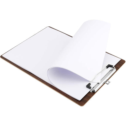 A4 Wooden Clipboard Set of 8 Walnut Grain Stainless Steel Clip Menu Board