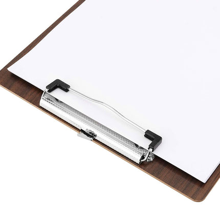 A4 Wooden Clipboard Set of 8 Walnut Grain Stainless Steel Clip Menu Board