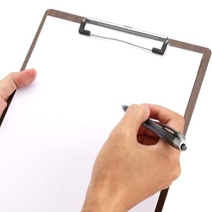A4 Wooden Clipboard Set of 8 Walnut Grain Stainless Steel Clip Menu Board
