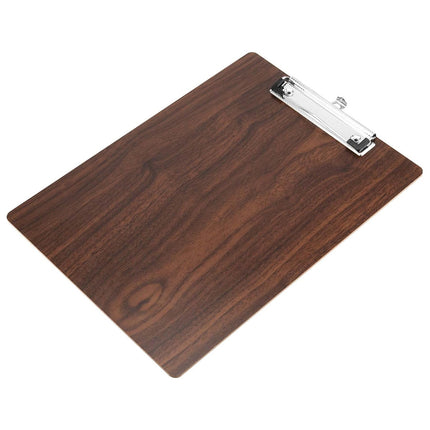 A4 Wooden Clipboard Set of 8 Walnut Grain Stainless Steel Clip Menu Board