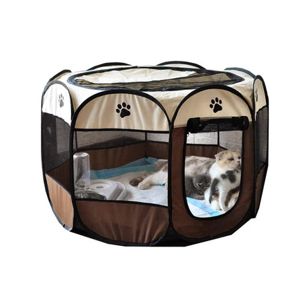 Pet Fence Indoor Cat Dog Tent Octagonal Fence Portable Foldable Cage Kennel