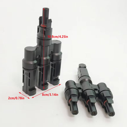 Solar Connector Set 1Pair T Type Four Way Photovoltaic Adapter for Panel System