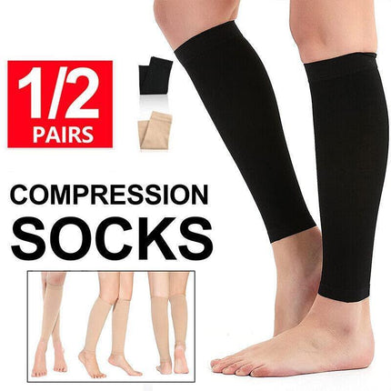 Compression Socks Leg Calf Foot Support Sleeve Relieve Varicose Veins Stockings Black - Aimall