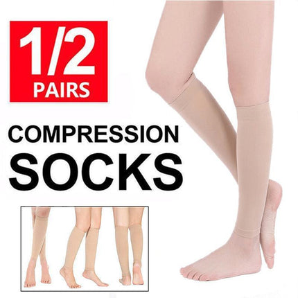 Compression Socks Leg Calf Foot Support Sleeve Relieve Varicose Veins Stockings Nude - Aimall