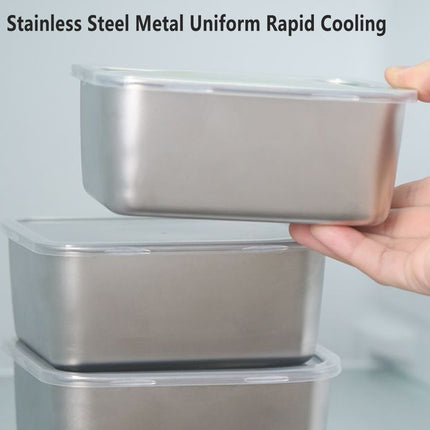 6pcs Stainless Steel Food Container Set Sealed Lid Fruit Vegetable Storage Box