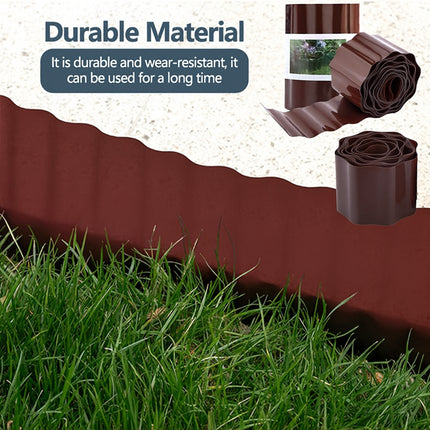 Brown Garden Landscape Edging Border Flexible Lawn Fence Roll Outdoor Decor