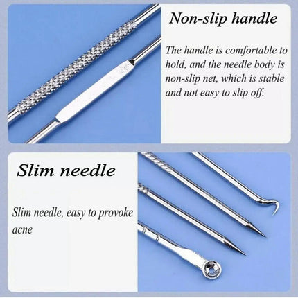 4IN1 Blackhead Pimple Remover Tool Popper Extractor Black Head Tools Set AUStock - Aimall