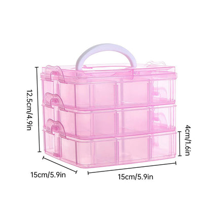 Portable Plastic Jewelry Organizer Box Three layers Detachable Makeup Storager
