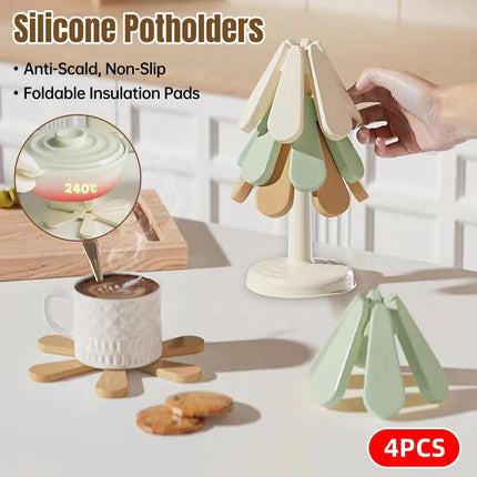 Christmas Tree Folding Coasters High Temperature Insulated Anti-Scald Mats