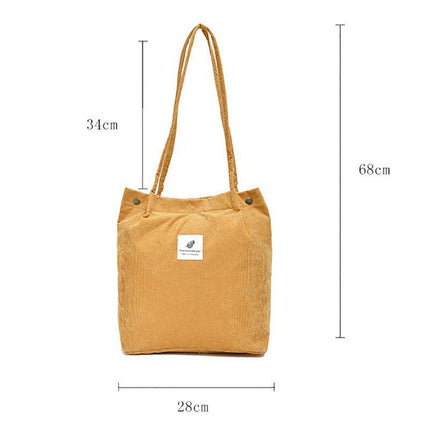 Women Corduroy Applique Tote Bags Handbag Messenger Canvas Shoulder Bag Travel - Aimall