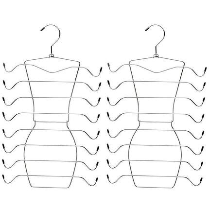 2pcs 8 Tier Metal Clothes Hanger Underwear Storage Organizer Stainless Steel