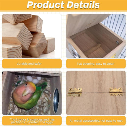 Wooden Breeding Box for Pet Parrot Outdoor Hatching Cage Nesting Box Habitat