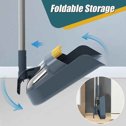 Folding Broom Dustpan Set Rotating Household Sweeping Hair Removal Cleaning Tool