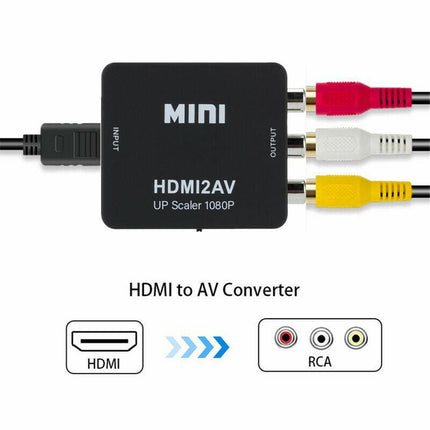 HDMI to RCA Composite AV CVBS 3RCA Video Cable Converter 1080p Downscaling Black