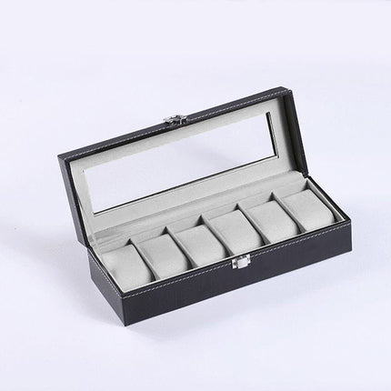 6 Grids Leather Watch Box Case Display Organizer Collection Storage Holder