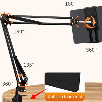 Clamp Long Arm Tablet Phone Holder Adjustable Mount for Bed Desk Use