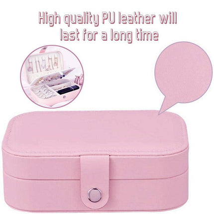 Portable Travel Jewellery Box Organizer Leather Ornaments Display Case Storage